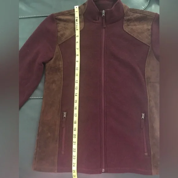🎉Host Pick🎉New Talbots maroon/brown faux suede trim fleece soft jacket, PM - Picture 16 of 16